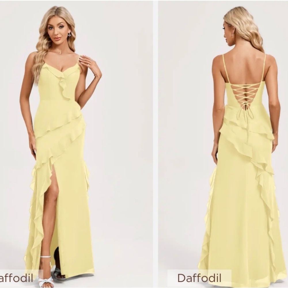 JJ’s House Verenice Trumpet/Mermaid Lace-Up Back Chiffon Dress